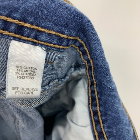 Cato Jeans Flare Blue Distresed Denim Released Raw Hem - Picture 10 of 10